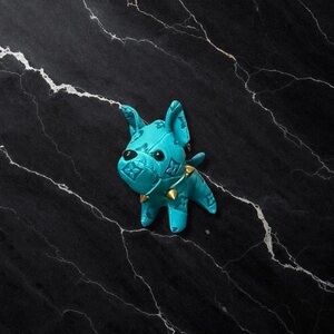 Elegant Special Print Blue Dog Keychain!